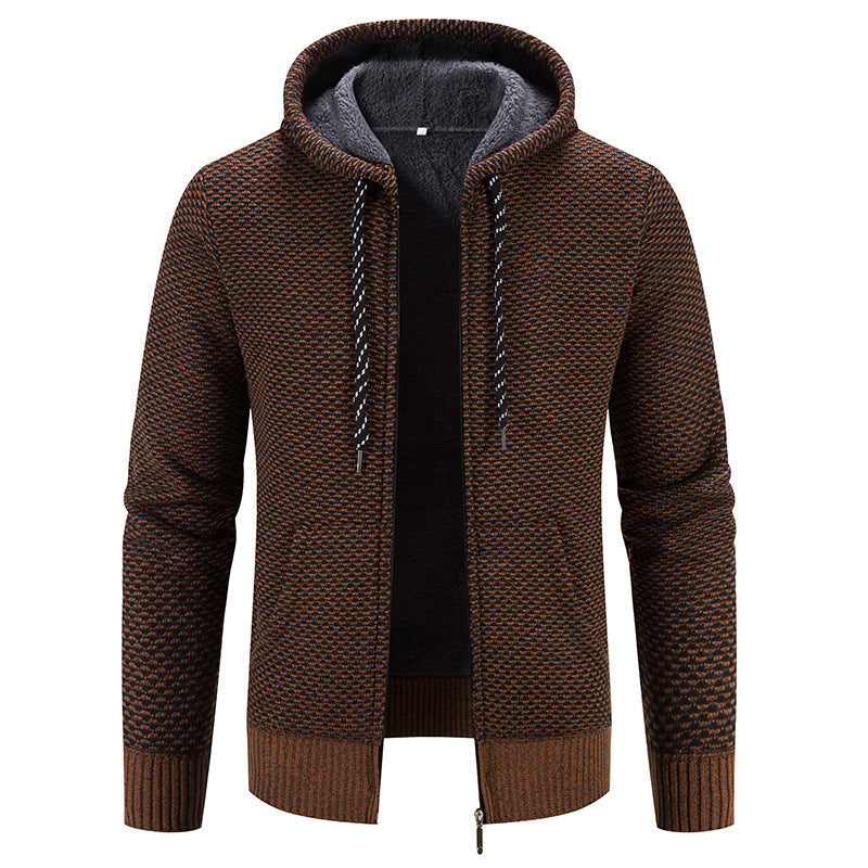 Men's Drawstring Plush Sweater Coat