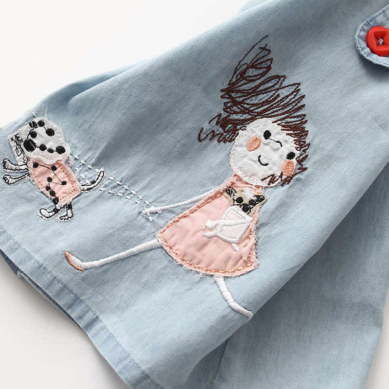 Girl's Embroidered Denim Tunic