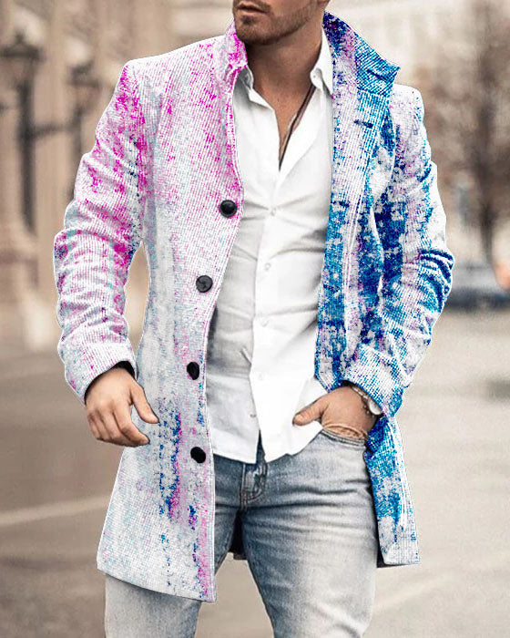 Men's Woolen Mid-length Trench Coat