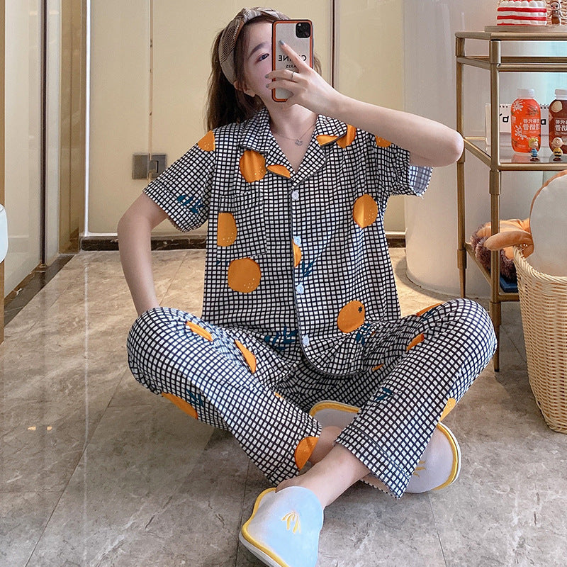 Women's Short-sleeved Silk Pajamas