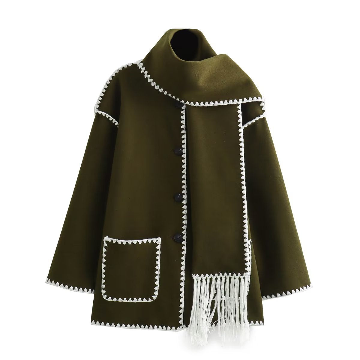 Women's Tassel Scarf Woolen Coa