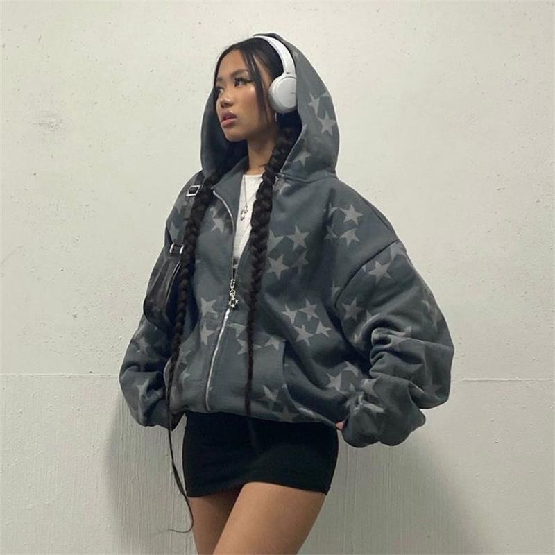Printed Hooded Cardigan