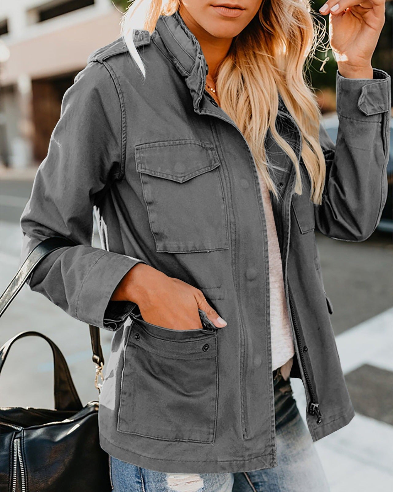 Women's Casual Loose Zip Jacket