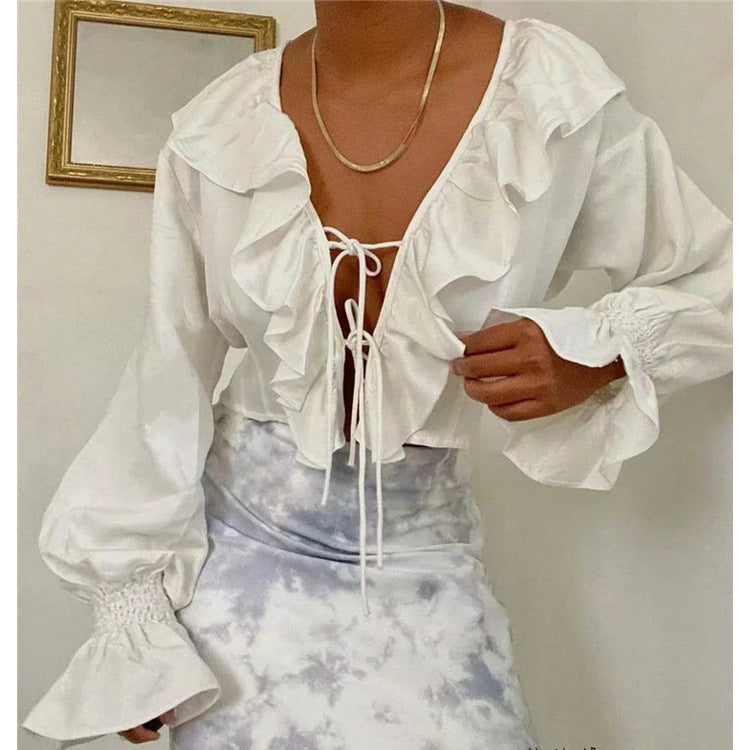 Women's Elegant White Chiffon Top