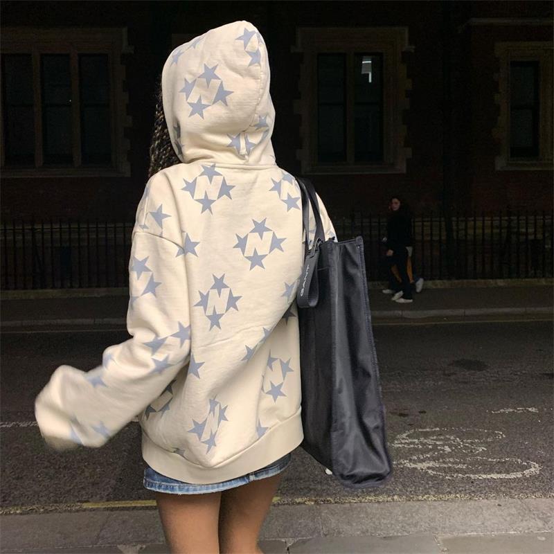 Printed Hooded Cardigan