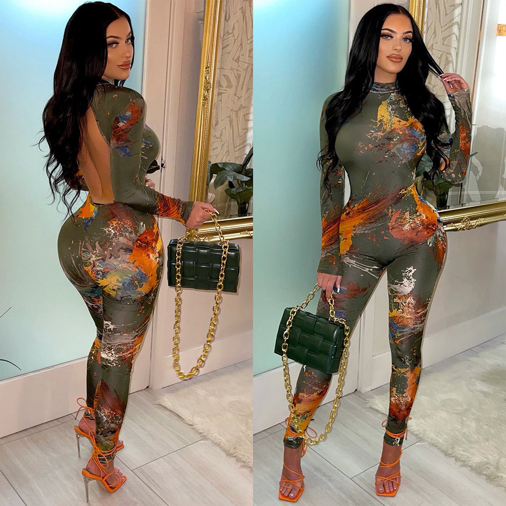 Women's Backless Grunge Jumpsuit
