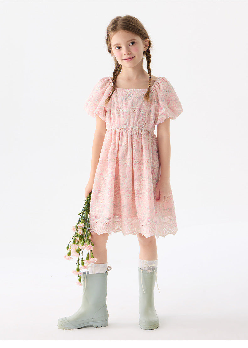 Girls' Floral Embroidery Dress