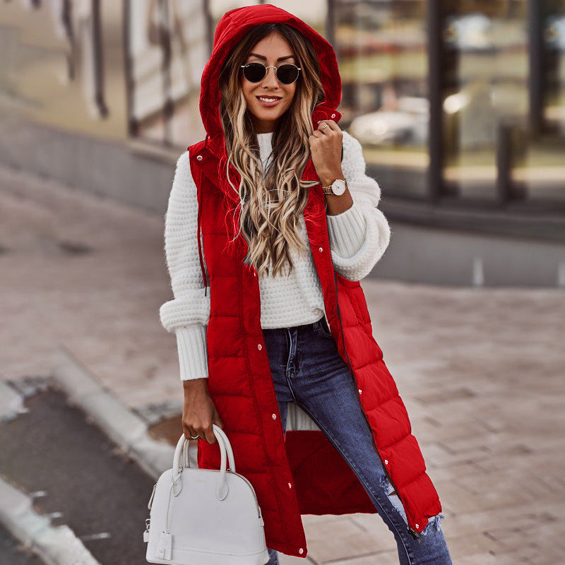 Hooded Fitted Sleeveless Coat