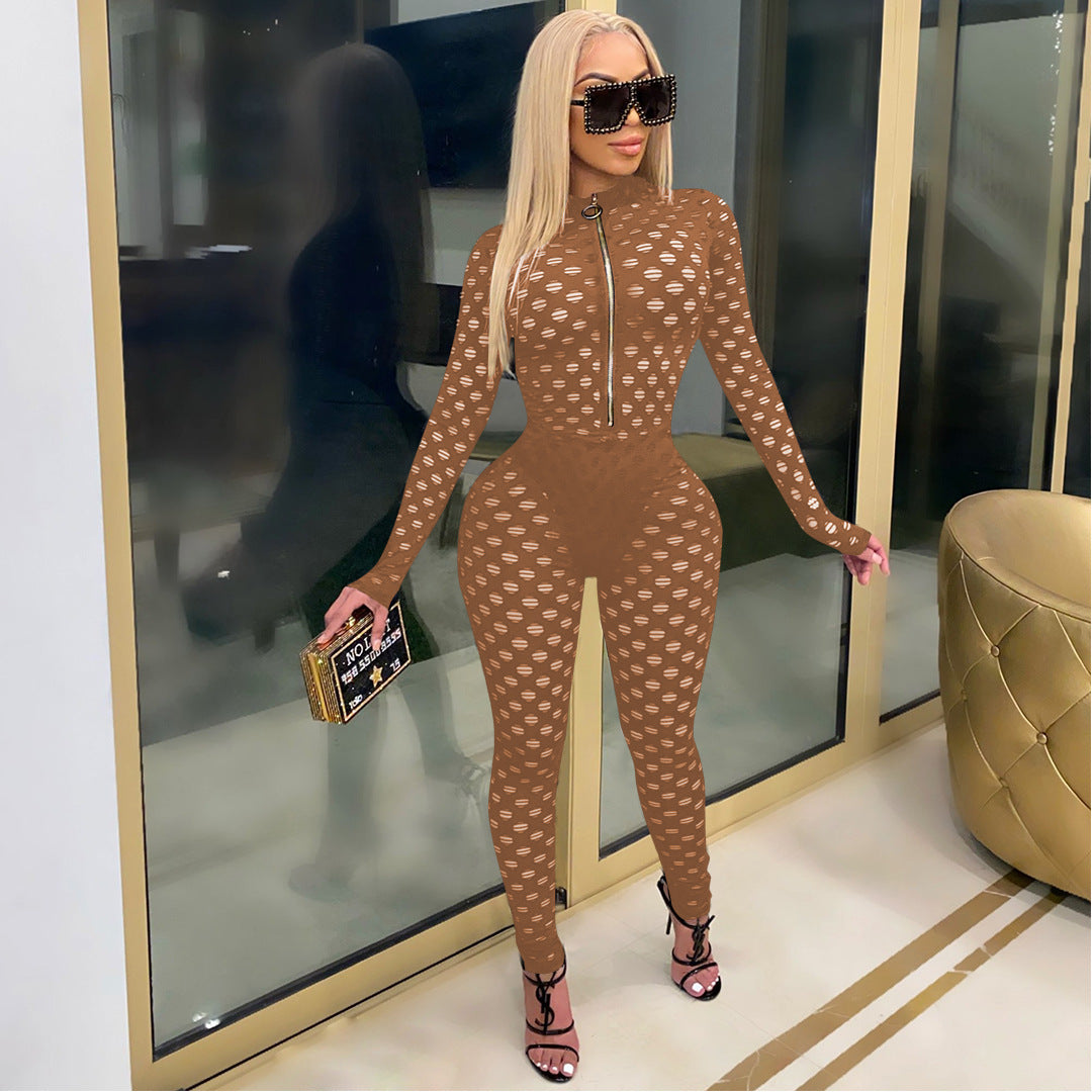 Diamond Cut See Through Fitted Jumpsuit