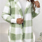 Loose Plaid Wool Long Cardigan For Women