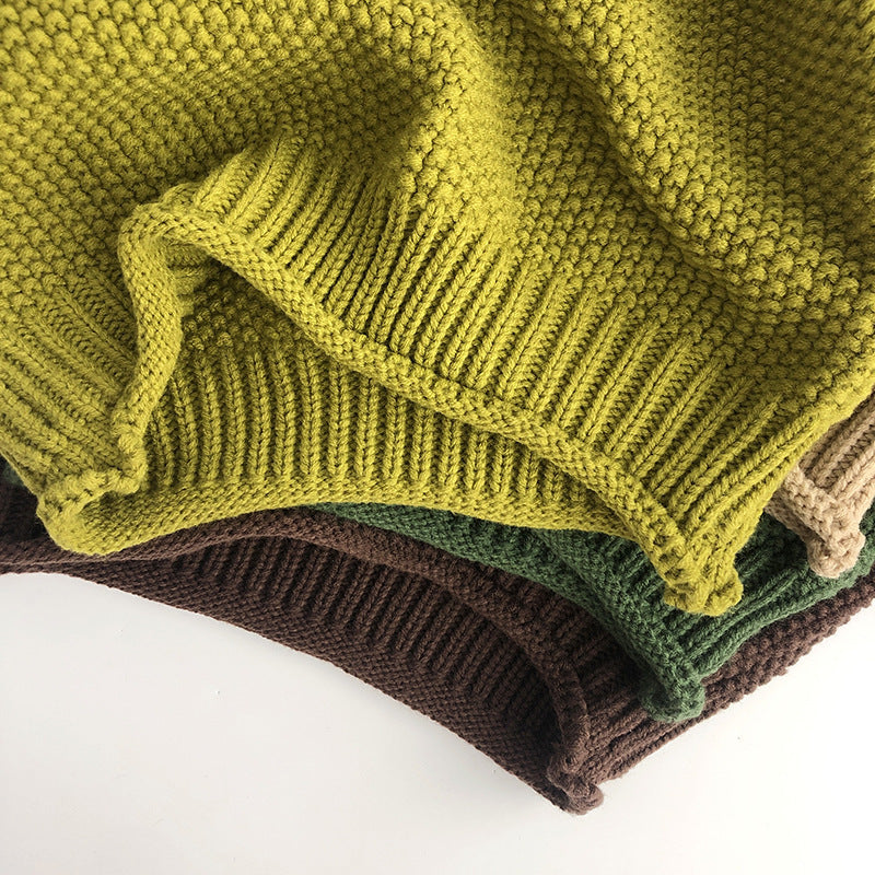 Kids'  Retro Knitted Turtleneck Sweater