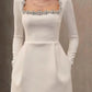 Elegant Squared Neck Rhinestone A-line Dress
