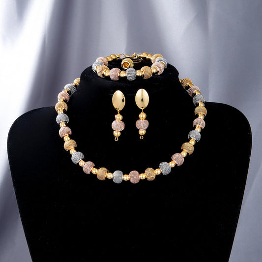 5Pcs Metallic Beaded Necklaces Set
