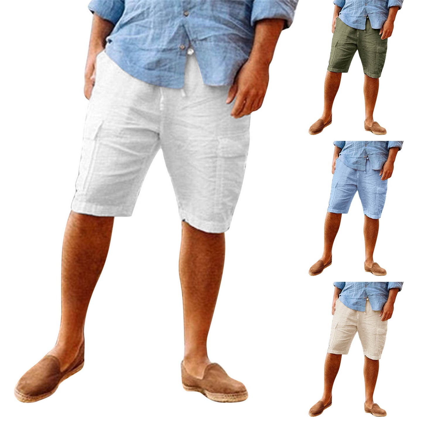 Men's Cotton/Linen Blend Cargo Shorts