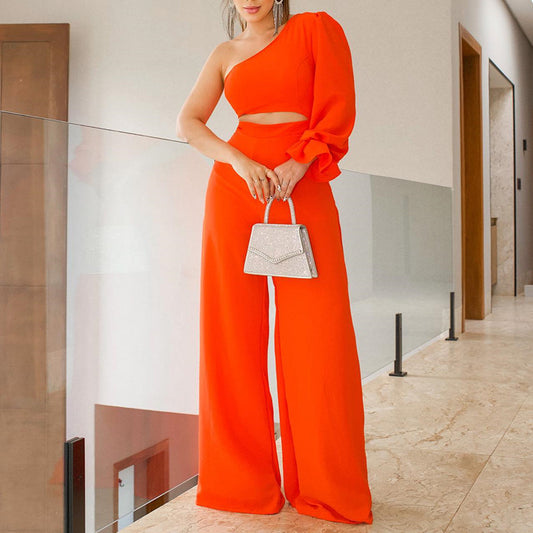 Women's Petal Sleeve Wide Leg Jumpsuit