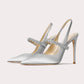 Pointed Leather Heels w/Stones