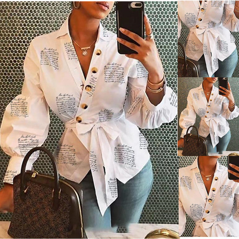 Balloon Sleeve Print Shirt