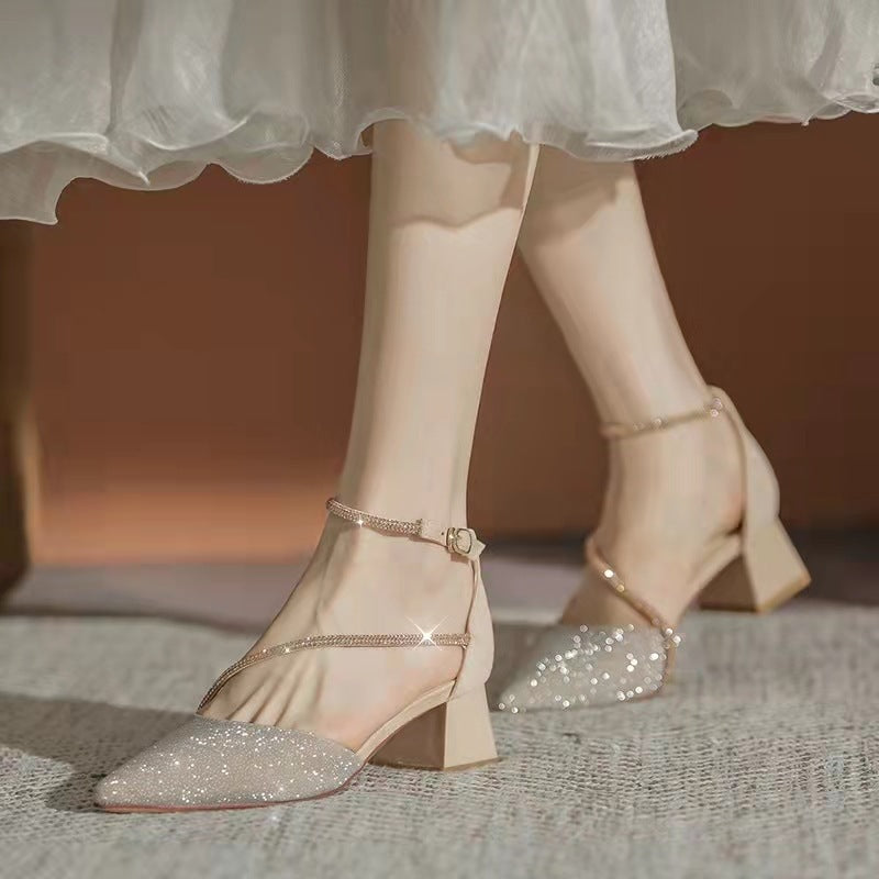 Women's Pointed Toe Rhinestone Heels