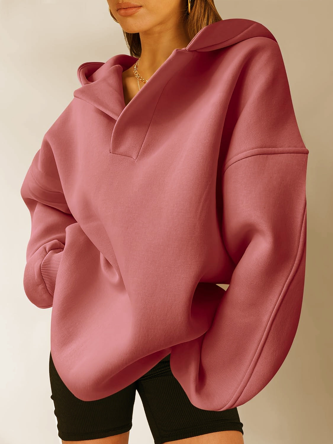 Solid Color Long Sleeve Loose Hoodie For Women