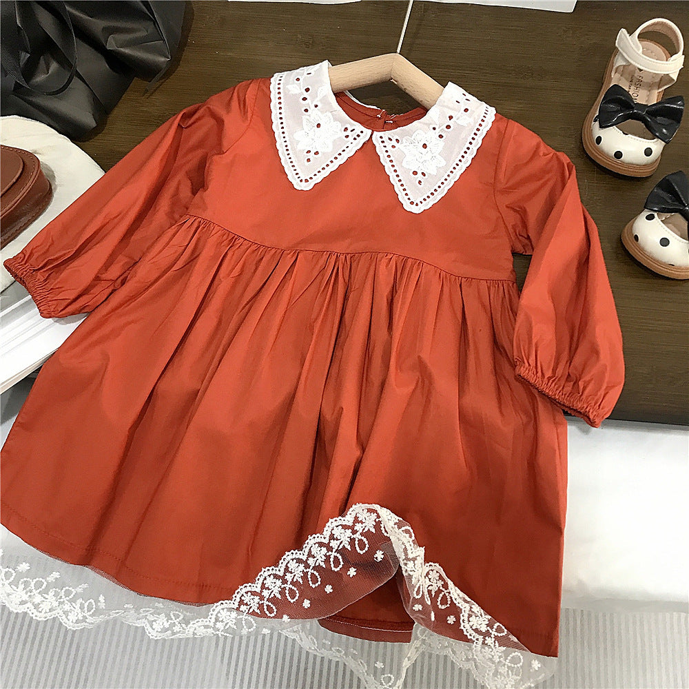 Girls' Lace Collar Cotton Dress