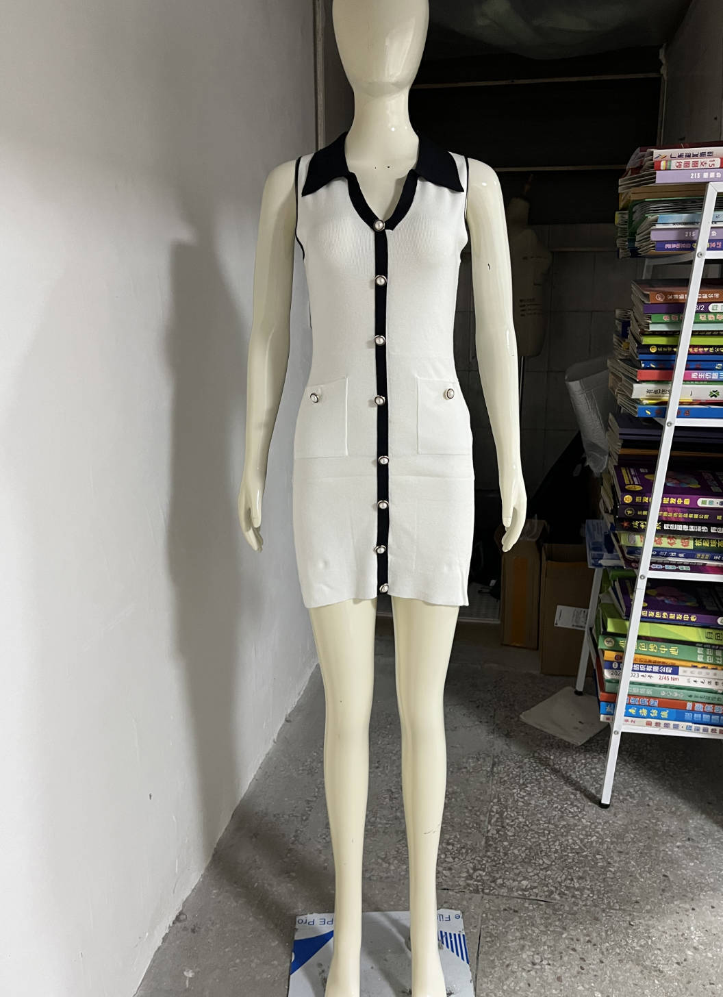 Knitted Black & White Dress