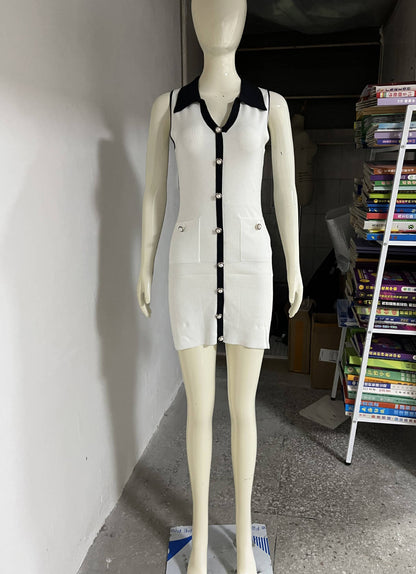 Knitted Black & White Dress