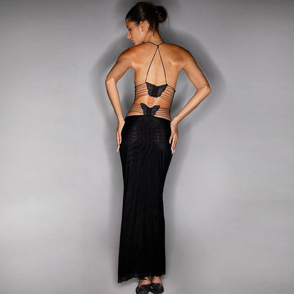 Lace Halter See Through Sheath Dress