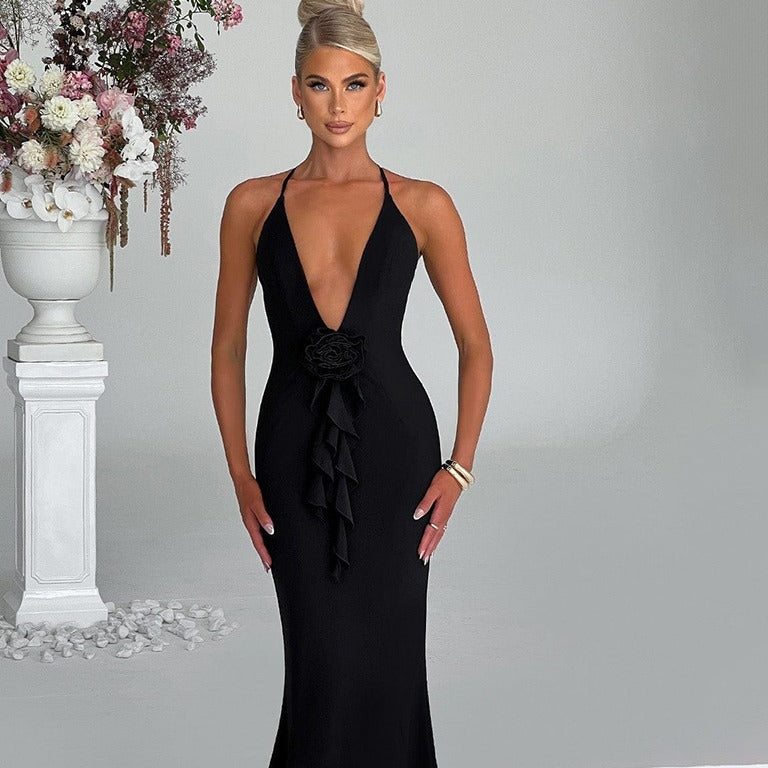La Belle Low-cut Halter Dress