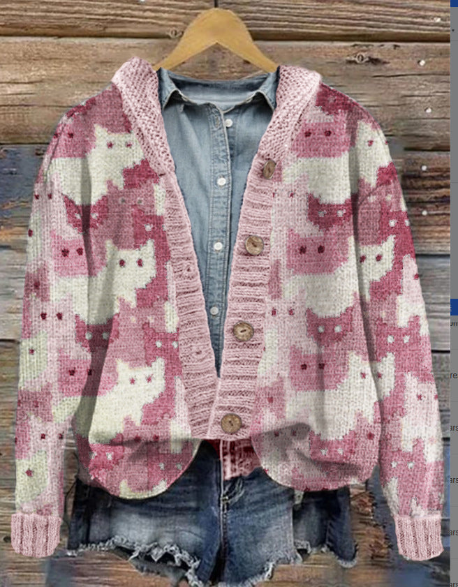 Women's Knitted Sweater with 3D Effect