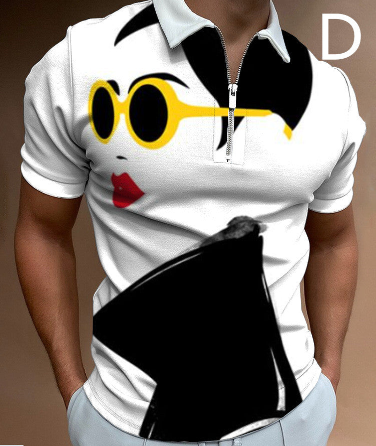 Men's Face Art Printed Short Sleeve T-shirts