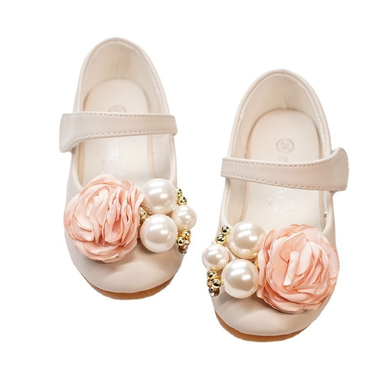 Girls Pearl Bow Princess Shoes