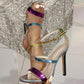 Multicolor Metallic Stiletto Party Sandals