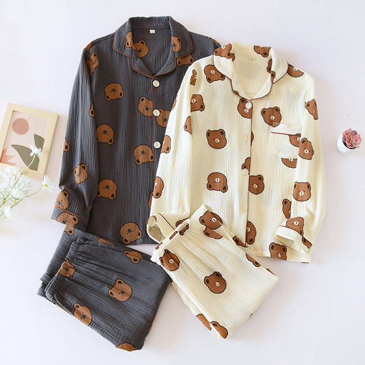 Long Sleeve Gauze 100% Cotton Pajamas