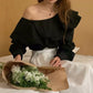 Elegant Uno Shoulder Double Layer Blouse