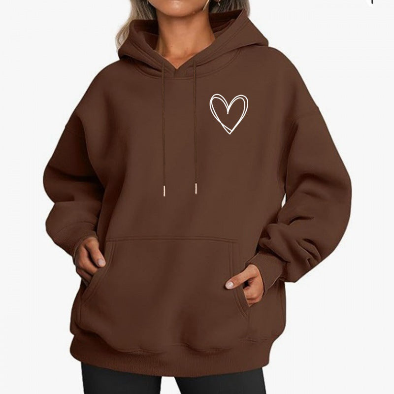 Brushed American Style Casual Hoodie For Women