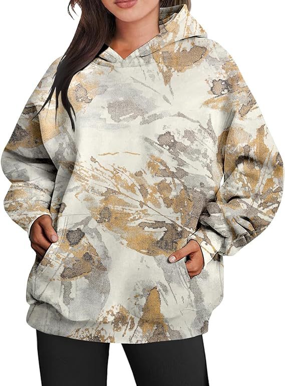 Camouflage Maple Leaf Print Sports Hoodie For Women