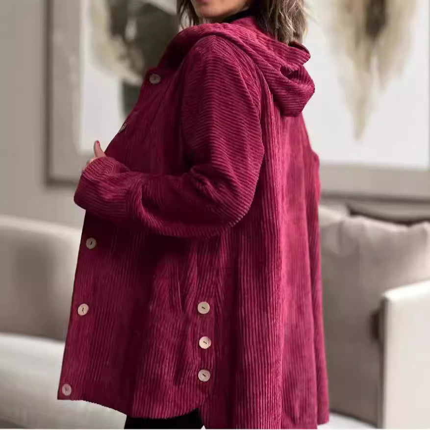 Women's Hooded Corduroy Jacket