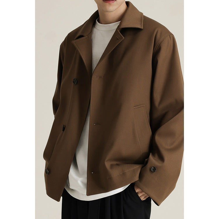 Men's Twill Blended Turn-down Collar Coat