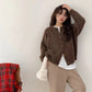 Loose Soft Cover Horn Button Knitted Cardigan For Women