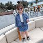 Girls 2 Pc Denim Skirt Suit