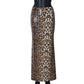 Leopard Print Sequin Stretch Skirt