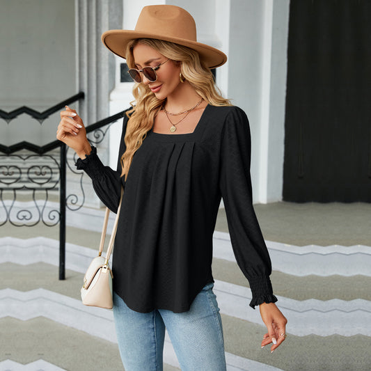 Jacquard Pleated Tops