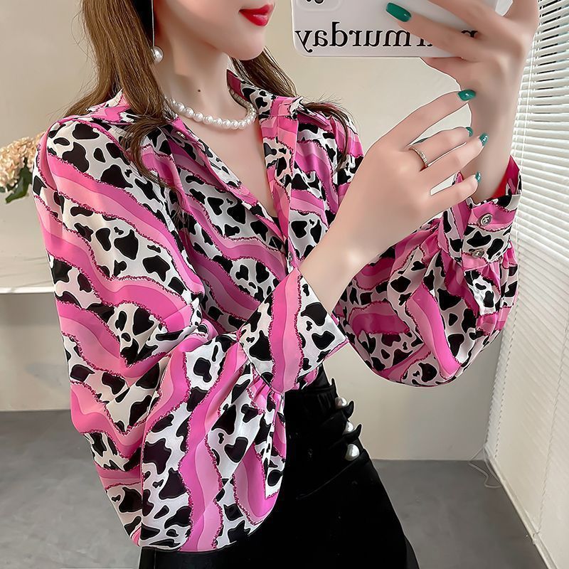 Lantern Sleeve Chiffon Shirt