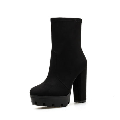 Chunky Heel Short Tube Boots
