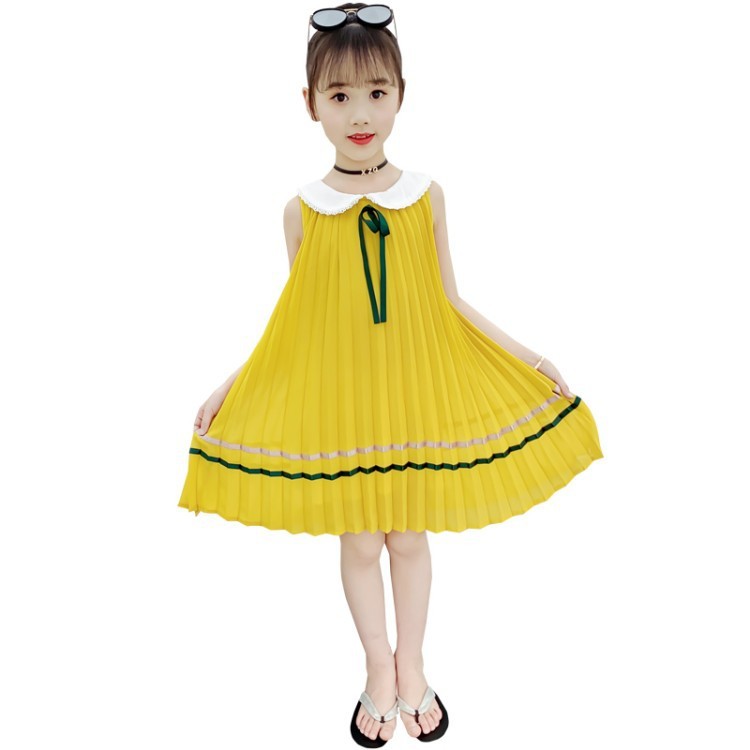 Girls Chiffon Steam Pleat Dress