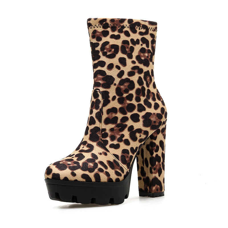 Chunky Heel Short Tube Boots