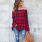 Off the Shoulders Plaid Top