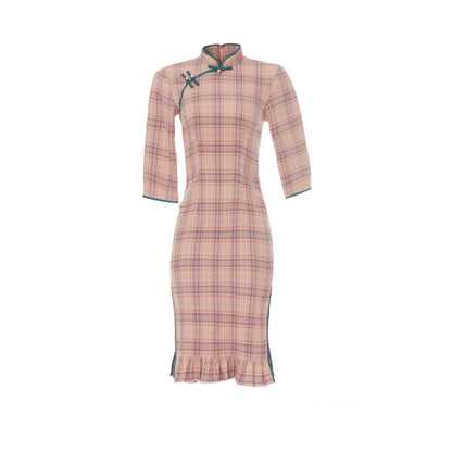 Retro Plaid Cheongsam Skirt