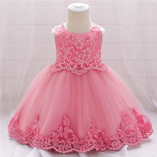 Girl's Embroidered Lace Princess Dress