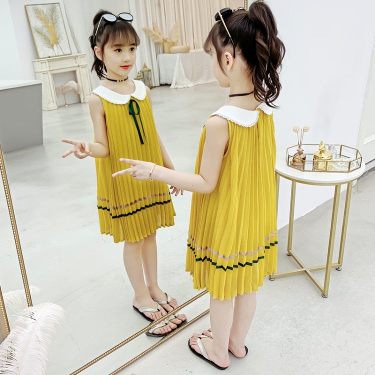 Girls Chiffon Steam Pleat Dress
